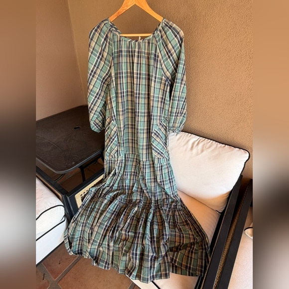 NWT MIRTH Ostuni Ocean Plaid Cotton Handloomed w/ Pockets Maxi Dress - Picture 7 of 8